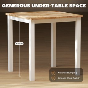 HOMCOM Stół jadalny z drewna kauczukowego, dla maksymalnie 4 osób, z antypoślizgowymi podkładkami, naturalne drewno