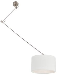Stalowa lampa wisząca z kloszem 35 cm biała regulowana - Blitz Nowoczesny Oswietlenie wewnetrzne