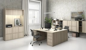 Szafka biurowa FRAME, 6x drzwi, z wnęką, 1299 x 450 x 2162 mm, mechaniczny zamek szyfrowy, dąb naturalny
