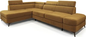Masseno Narożnik AVISE z funkcją spania i pojemnikiem na pościel Narozniki L, Rozkładana sofa - Żółty, MONOLITH 48