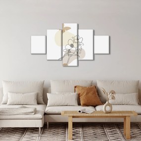 Obraz - Beżowe kwiaty z motylem N⁰3 (125x70 cm)