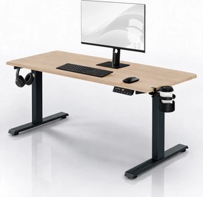 Biurko elektryczne z regulacją wysokości ergonomiczne antracytowe/dąb sonoma,1600x800 mm: ARIA