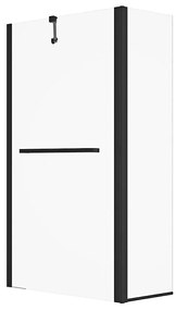 Parawan nawannowy z wieszakiem na ręczniki i obrotowym powrotem w kolorze czarnym matowym - (70 + 30) x 140 cm - PRIMAEL