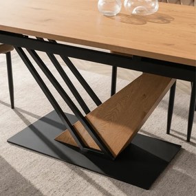 Stół Rozkładany Prostokątny REX 160-220 cm Dąb/Czarny Loft