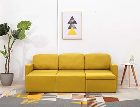 Rozkładana sofa modułowa żółta tkanina - Odi 4Q