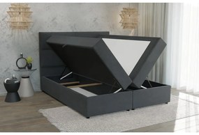 Ciemnoszare łóżko boxspring ze schowkiem 200x200 cm Lola – Ropez