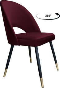 Krzesło Polo tkanina Welur noga metalowa krzesło tapicerowane do jadalni : Kolor nogi - Czano-złota stożek, Kolor tkaniny - VELVET - MG02, Typ siedziska - Siedzisko obrotowe 360°
