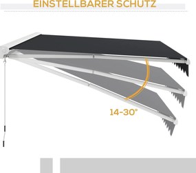 Outsunny Markiza Tarasowa Elektryczna Do Ogrodu - Markiza Nad Basenem 4x3 Aluminiowa Szara z Pilotem Zdalnego Sterowania Elektryczna/Ręczna | Aosom PL