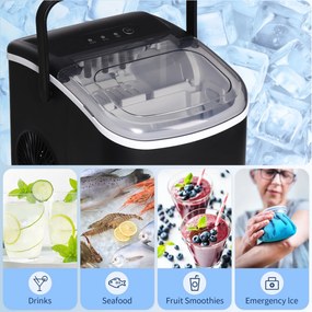 HOMCOM Maszyna do Kostek Lodów, Dispenser Lodów, Producen Kostek Lodów, 29,4 cm x 22,2 cm x 29 cm, Czarny