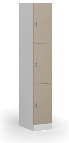 Szafka skrytkowa S1, 3 schowki, 1850 x 300 x 500 mm, zamek obrotowy, drzwi beżowe