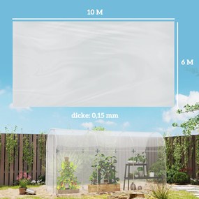 Outsunny Plandeka na szklarnie z tworzywa, Pokrowiec na rośliny, Odporna na UV i wodę, 6 x 10 m