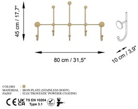 Metalowy wieszak ścienny w kolorze złota Dama – Kalune Design