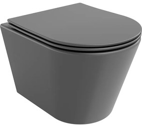 Mexen Rico miska wc Rimless z deską wolnoopadającą slim, duroplast, szara ciemna mat - 30724071
