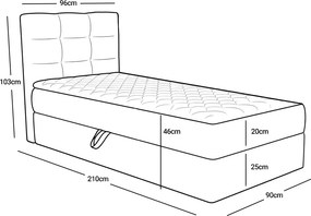 Tapicerowane łóżko kontynentalne DIRELIS VIBE 90x200 cm kremowe Materac: Materac sprężynowy Bonell