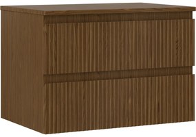 Mexen Rivel szafka łazienkowa podumywalkowa 70 cm z blatem, 2 szuflady, ryflowana , orzech - 91A20-07047-2-BFFC86