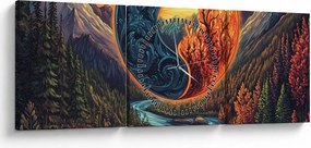 Obraz - Żywioły (z zegarem) (90x30 cm)