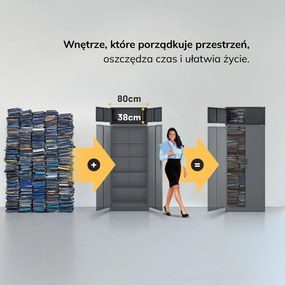 Nadstawka na szafę EWA Compact 800 x 380 x 400 mm, antracytowa