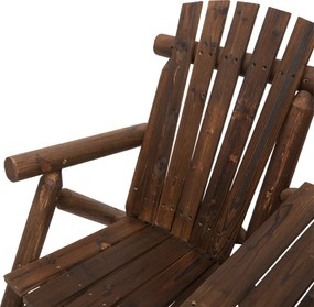 Ławka Ogrodowa Outsunny z Praktycznym Stolikiem w Zestawie, Wodoodporna, Drewno Świerkowe, Brązowa