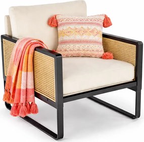 Beżowy rustykalny fotel wypoczynkowy G8-H08