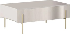 Stolik kawowy Malmi 100 cm z szufladami - kaszmir / złote nóżki