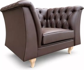 (Wyprzedaż) Pikowany fotel Chesterfield z brązowej ekoskóry