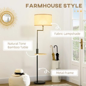 HOMCOM Lampa podłogowa z półką i portem USB elegancka biała oświetlenie do salonu 40x40x168 cm | Aosom PL