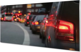 Panel szklany do Kuchni Korki i Światła Wielkiego Miasta