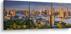 Obraz - Panorama Rotterdamu, Holandia (z zegarem) (90x30 cm)