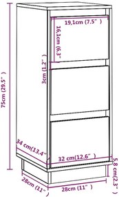 Komplet szarych komód z litego drewna 2 sztuki - Ewis 4X