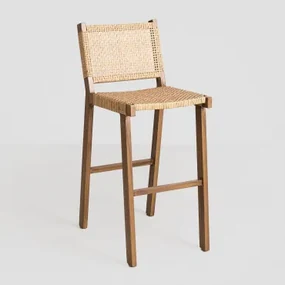 Zestaw 4 Wysokich Stołków Ogrodowych Z Syntetycznej Wikliny (74 Cm) Ori Miel - Sklum