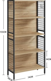 Regał z drucianymi bokami Malabu 023, dąb sonoma