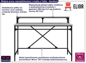 Biurko z metalowym stelażem industrialne 100 cm szary dąb Palmira 5X