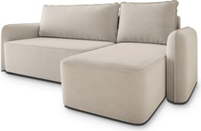 Masseno Narożnik DOLVER z funkcją spania i pojemnikiem na pościel Narozniki L, Rozkładana sofa - Kremowy, CASTEL 03