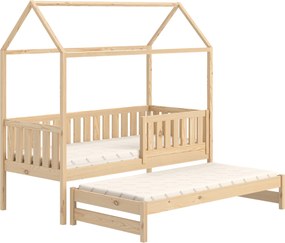 Łóżko domek Nemos 90x200 parterowe wysuwane - sosna
