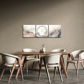 Obraz - Górska abstrakcja z teksturą marmuru (z zegarem) (90x30 cm)