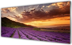 Szkło Ozdobne do Kuchni Lawendowy Pejzaż o Zmierzchu