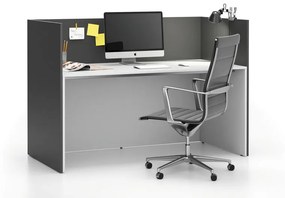 Zestaw mebli biurowych single z parawanem SEGMENT, prosty, biały/grafit