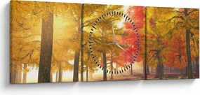Obraz jesiennych drzew (z zegarem) (90x30 cm)