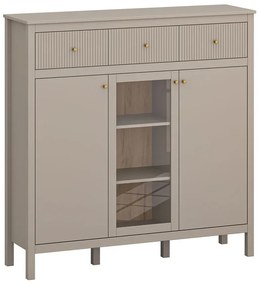 Nowoczesna komoda z witryną w kolorze taupe - Envilo 6X