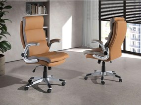 Brązowe obrotowe krzesło biurowe ze sztucznej skóry 4141 ANGEL CERDA