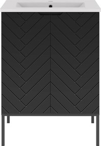 Szafka z umywalką wpuszczaną Aspen 09, czarna, 60 cm - zestaw 3