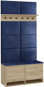 Garderoba z welurowymi panelami ściennymi dąb sonoma + granat Somena 3X