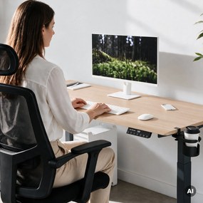 Biurko elektryczne z regulacją wysokości ergonomiczne antracytowe/dąb sonoma,1600x800 mm: ARIA