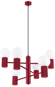 Żyrandol HALO 6 burgund ryflowany SOLLUX  LIGHTING
