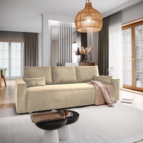 Masseno Sofa ALATRI z funkcją spania i pojemnikiem na pościel - Kremowy - MONOLITH 04