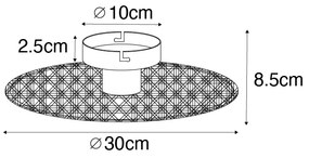 Wiejska lampa sufitowa i ścienna czarna z rattanem 35 cm - KataKolonialny Oswietlenie wewnetrzne