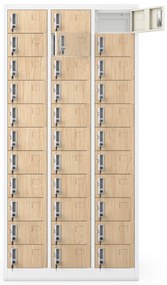 Skrytkowa szafa depozytowa OLIVER, 900 x 1850 x 450 mm, Eco Design: biała/dąb sonoma