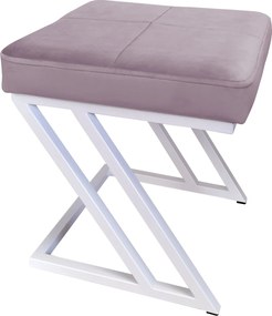 Pufa ZETA tkanina Welur loft ławka podnóżek metal : Kolor Stelaża - Biały, Kolor tkaniny - VELVET - MG55, Typ tkaniny - Velvet