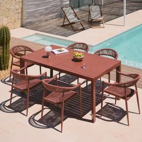 Zestaw Prostokątnego Stołu Rozkładanego 180-240x100 Cm Ze Stopu Aluminium Starmi I 6 Krzeseł Ogrodowych Amatria Ze Stopu Alumini Dachówka - Sklum