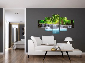 Obraz - Wodospad, niebieski (125x70 cm)